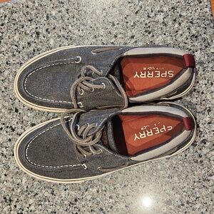 Sperry Topsider Gray Canvas Boat Shoe Sneakers.